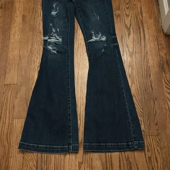 Judy Blue Trouser Flare Distressed jeans 1/25  C - Picture 3 of 11
